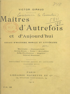 cover image of Maîtres d'autrefois et d'aujourd'hui